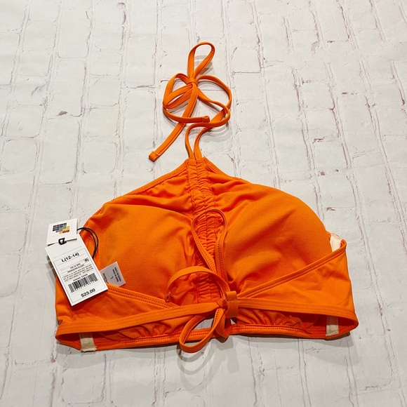 [Shade & Shore] NWT orange ruched halter swim bikini top LARGE - Picture 3 of 3
